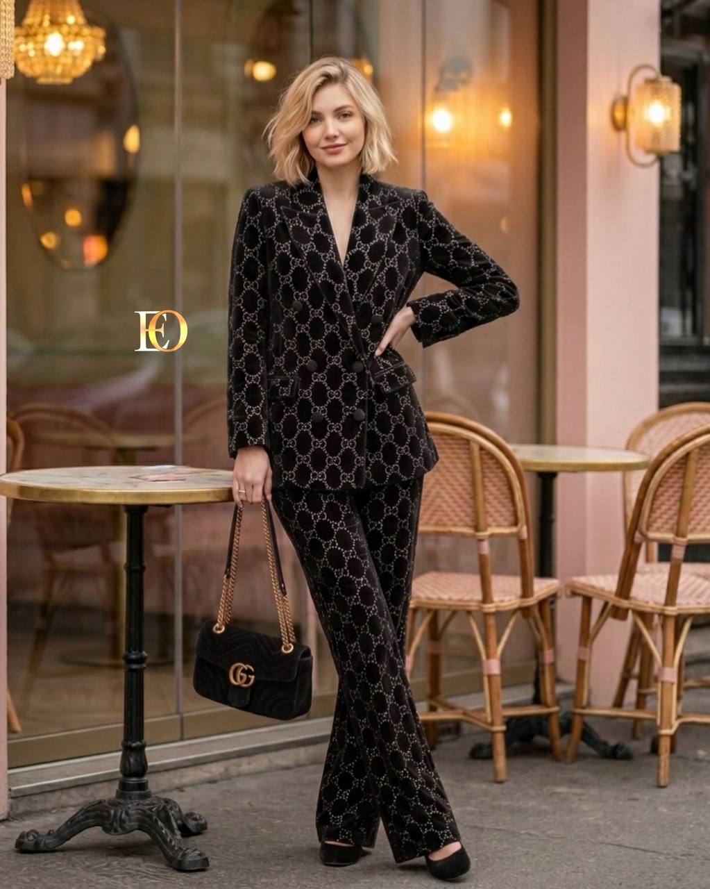 Embellished velvet set