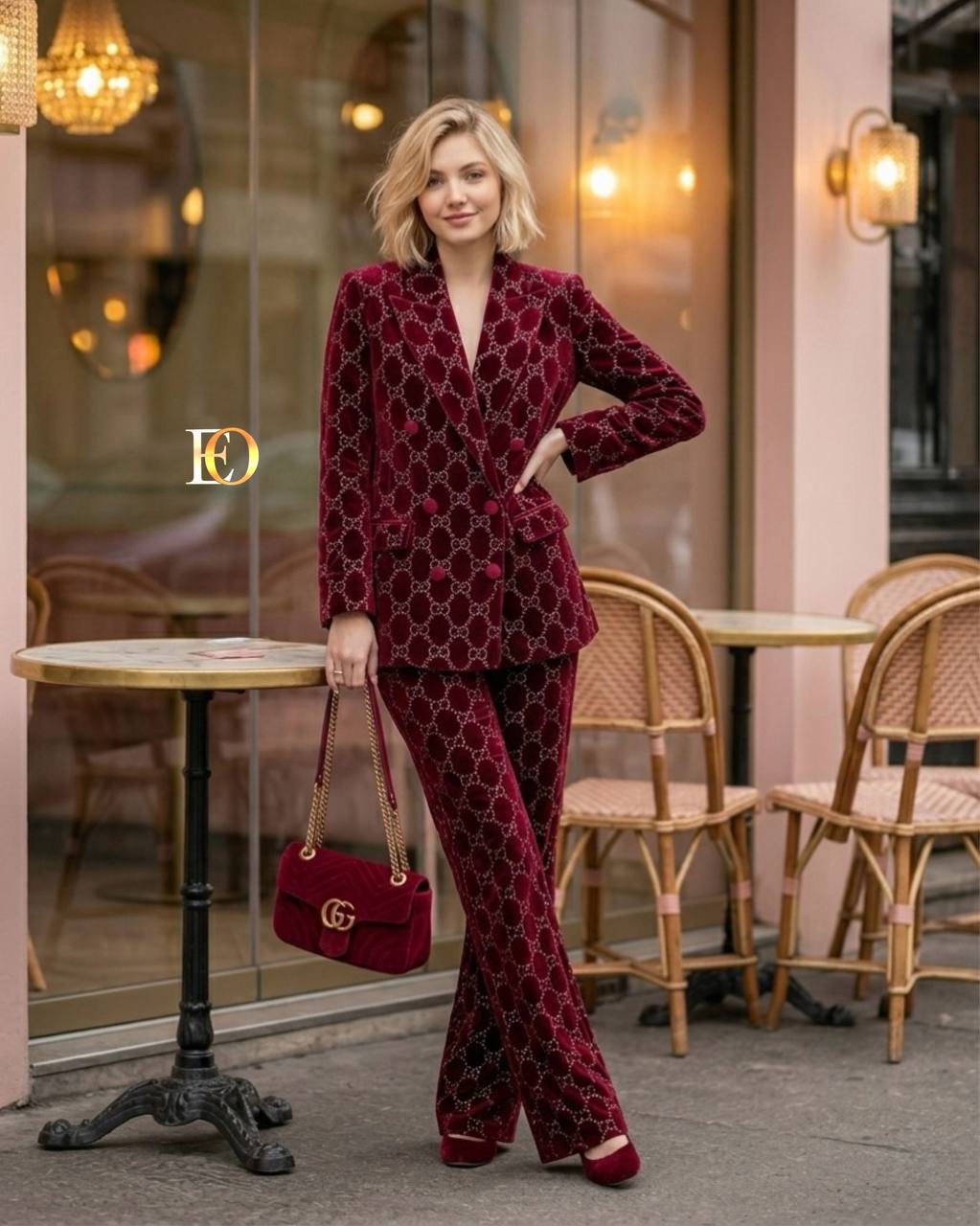 Embellished velvet set