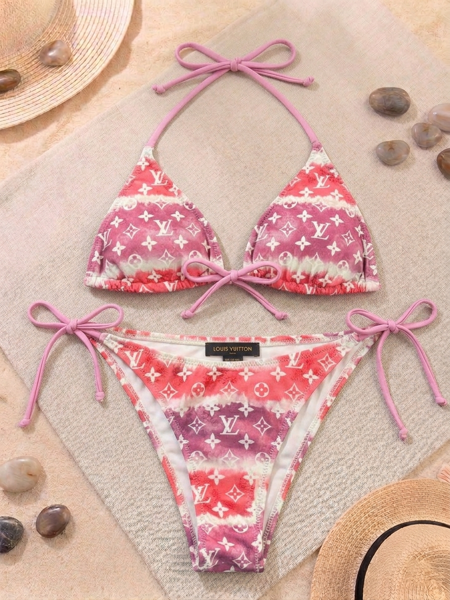 Bikini LV rosa, morado y blanco