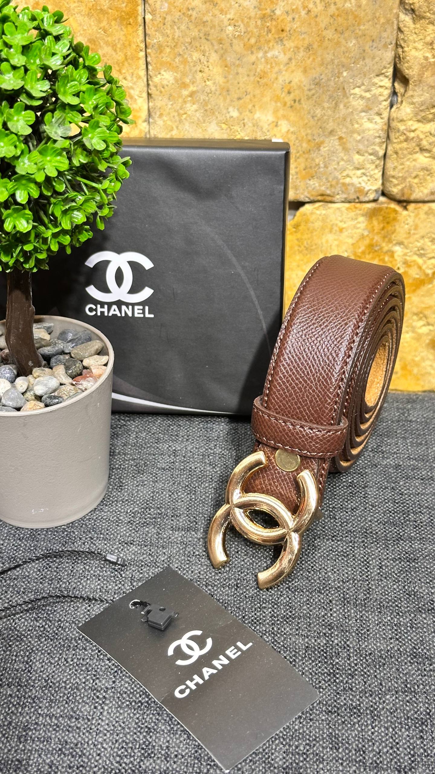 CH Leather Belt - BROWN