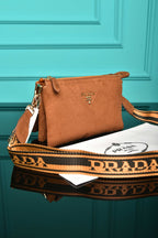 Vitello Daino Soft Mini Zippered Bag in Suede
