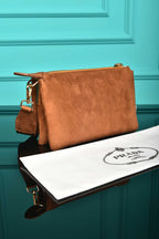 Vitello Daino Soft Mini Zippered Bag in Suede