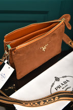 Vitello Daino Soft Mini Zippered Bag in Suede