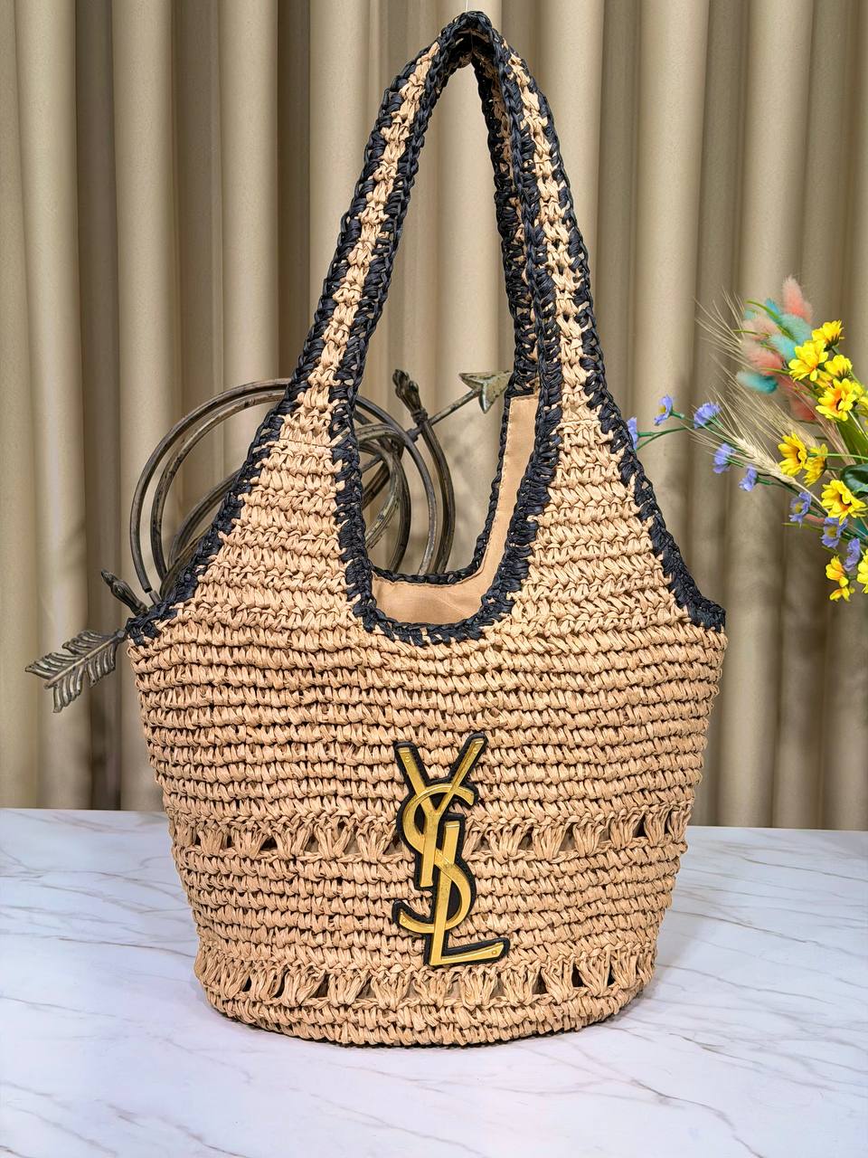 ICARE MAXI SMALL Raffia beach BAG