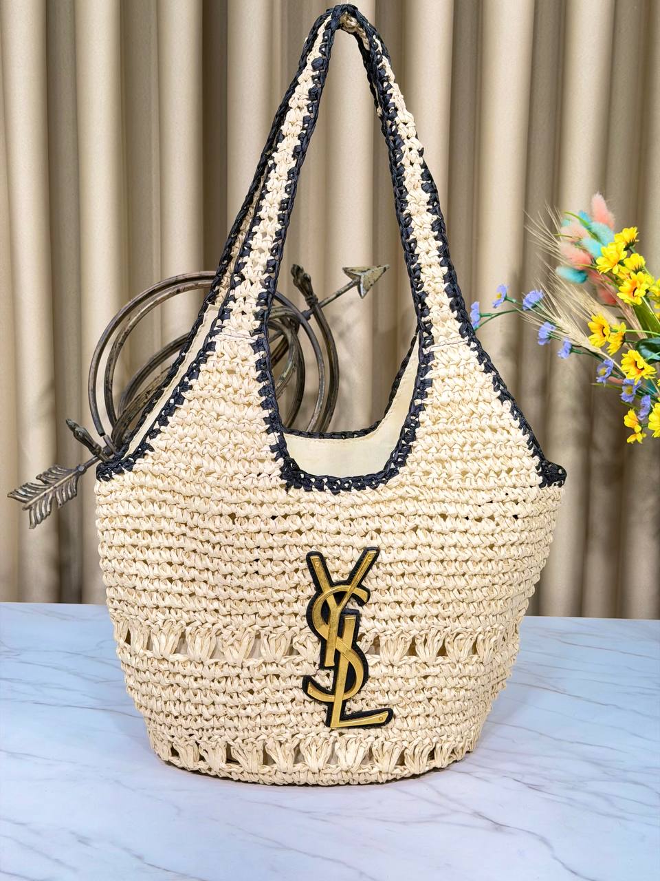 ICARE MAXI SMALL Raffia beach BAG