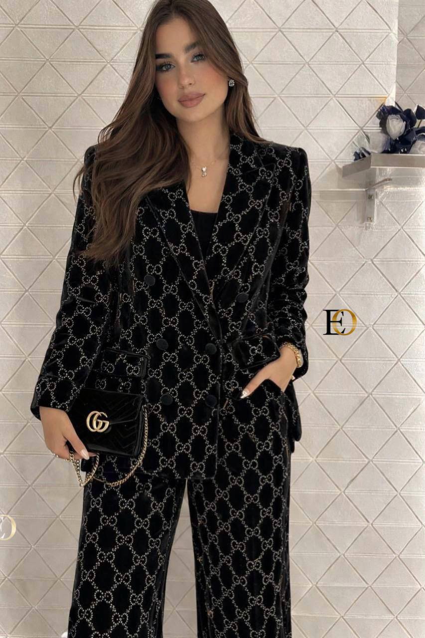 Velvet Diamond Embroidered Set