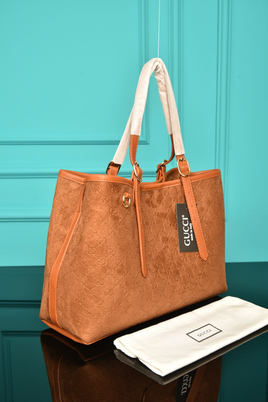 Emblem Medium Tote Bag in Suede