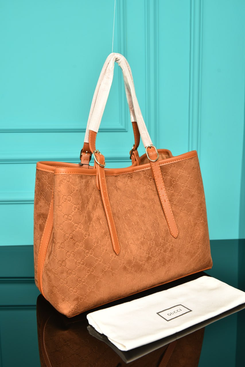 Emblem Medium Tote Bag in Suede