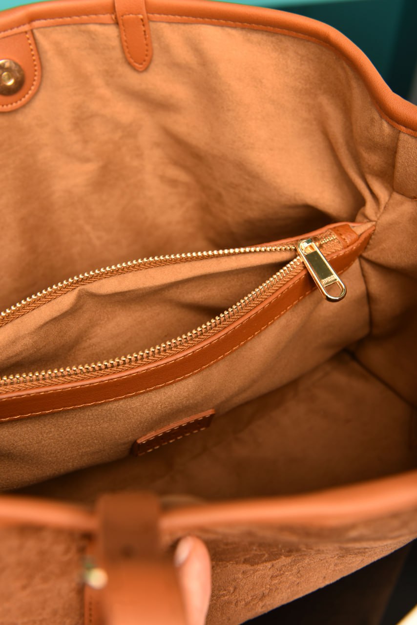 Emblem Medium Tote Bag in Suede