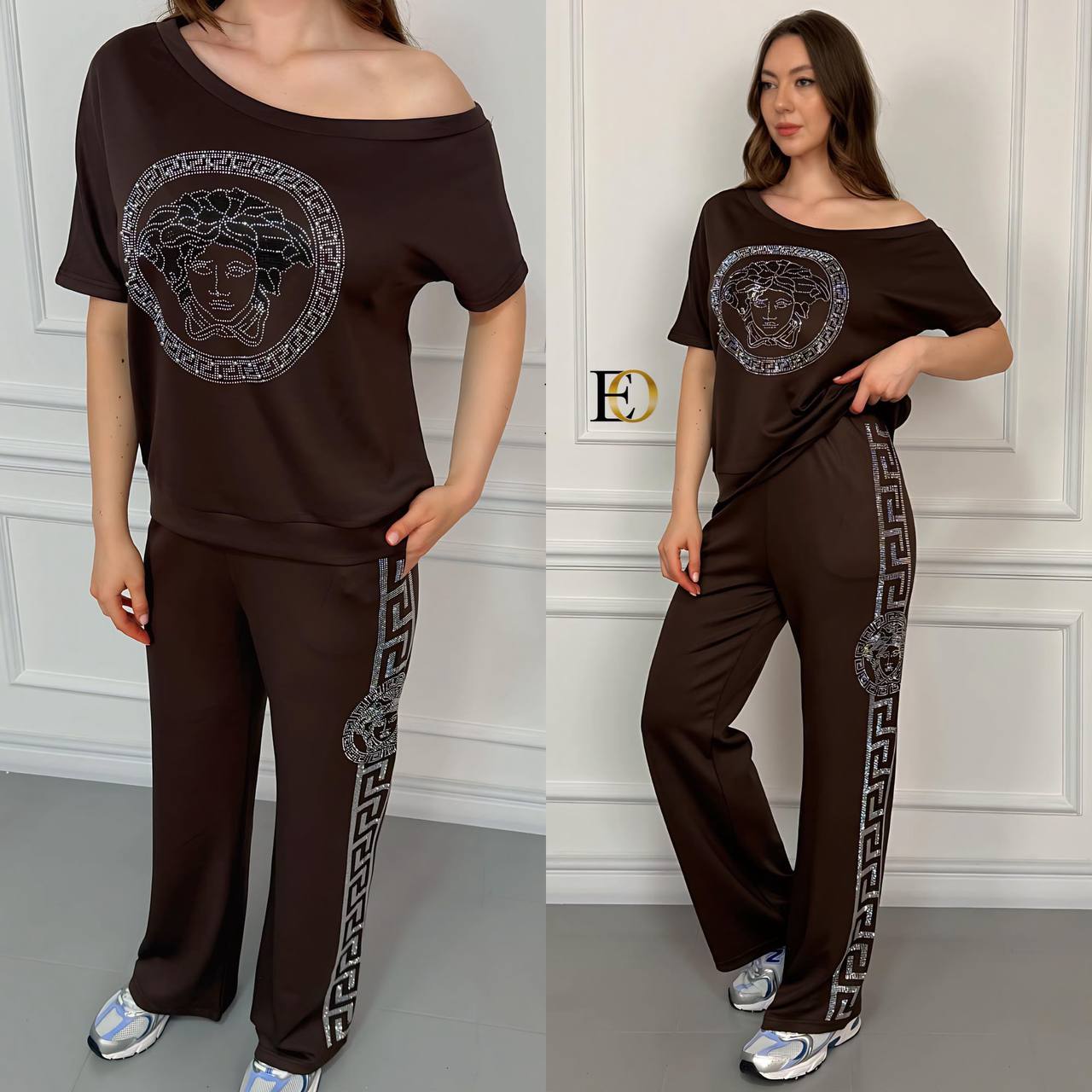 Fabric 2 Piece Set in 2 Thread Cotton with Stone Details