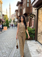 Short-sleeved jacquard fabric set