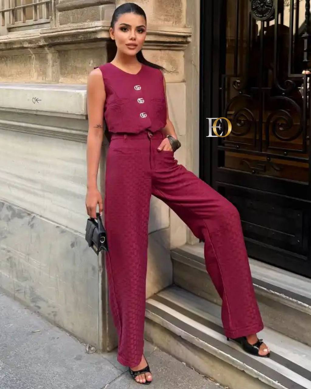 Short-sleeved jacquard fabric set