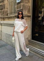 Mesh-detail tracksuit and T-shirt set