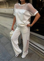 Mesh-detail tracksuit and T-shirt set