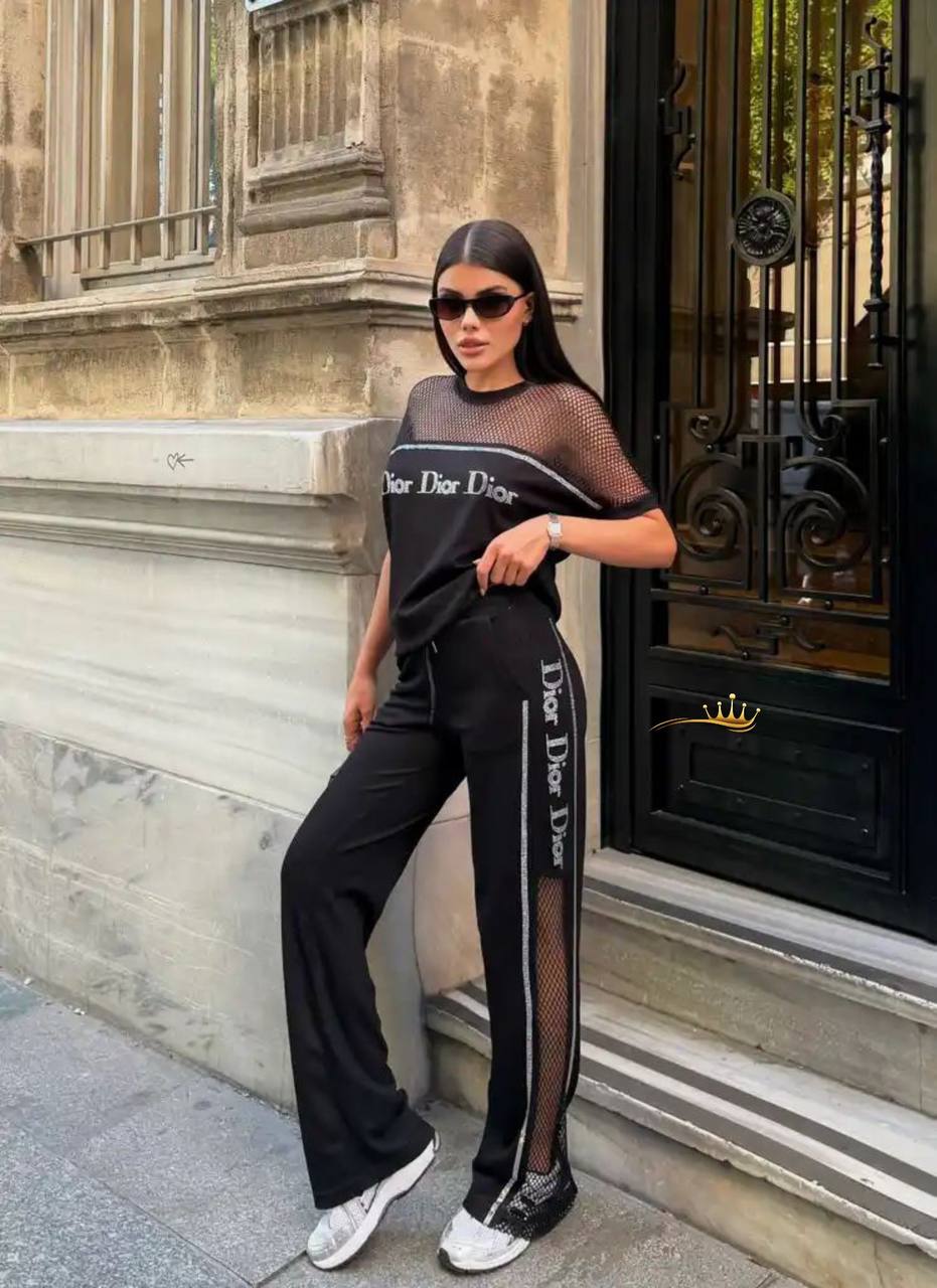 Mesh-detail tracksuit and T-shirt set