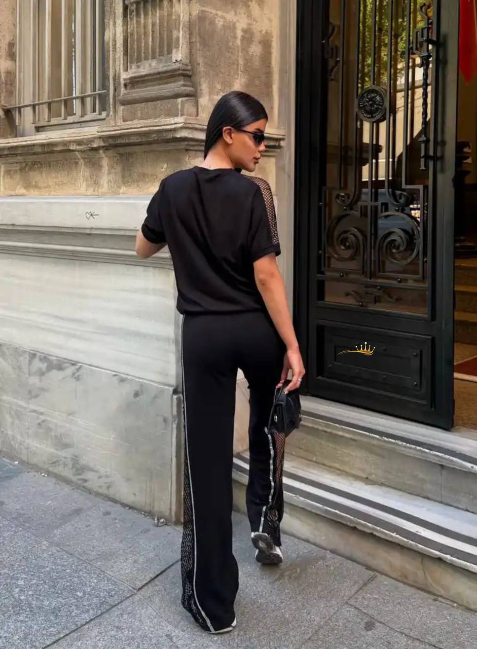 Mesh-detail tracksuit and T-shirt set